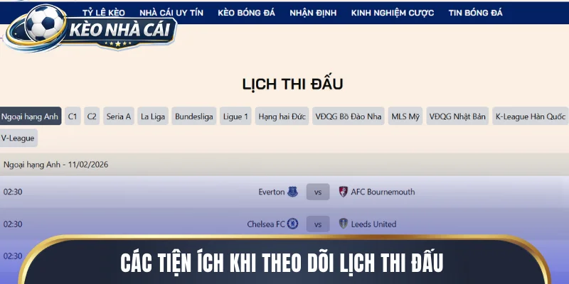 Các tiện ích khi theo dõi lịch thi đấu tại kèo nhà cái hôm nay