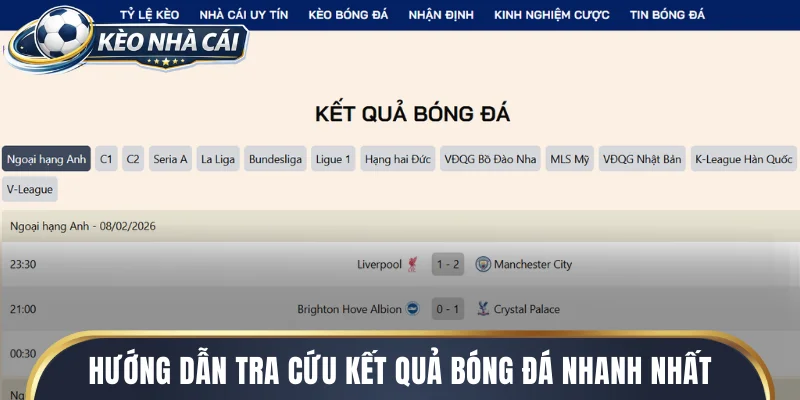 Hướng dẫn tra cứu kết quả bóng đá nhanh nhất