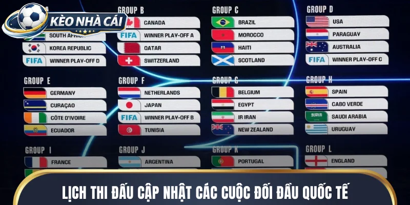 Lịch thi đấu cập nhật các cuộc đối đầu quốc tế
